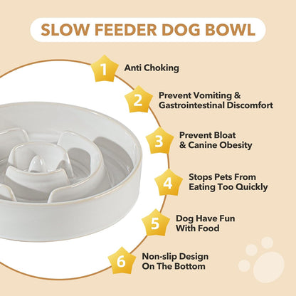 Raised Slow Feeder Dog Bowls, Elevated Dog Bowls Slow Feeder Set