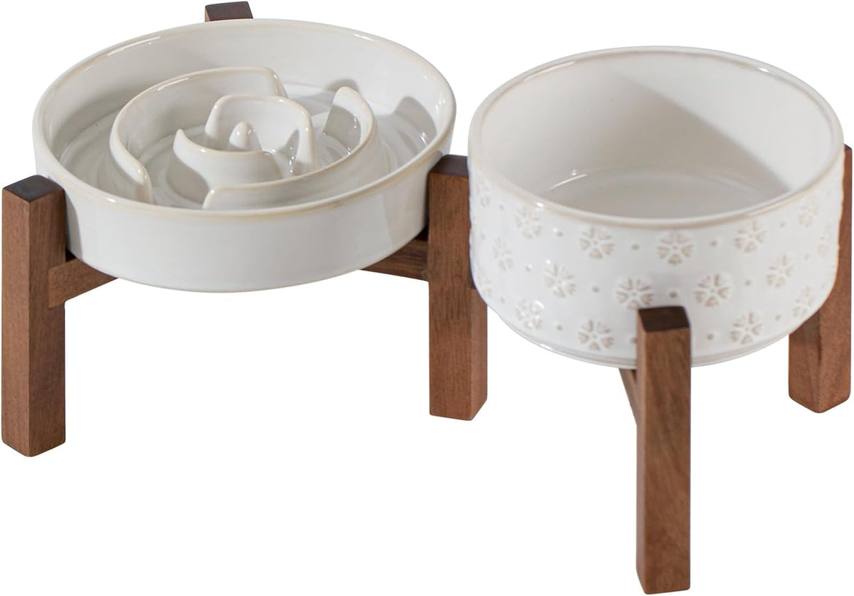Raised Slow Feeder Dog Bowls, Elevated Dog Bowls Slow Feeder Set