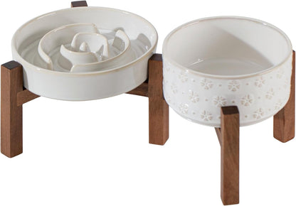 Raised Slow Feeder Dog Bowls, Elevated Dog Bowls Slow Feeder Set