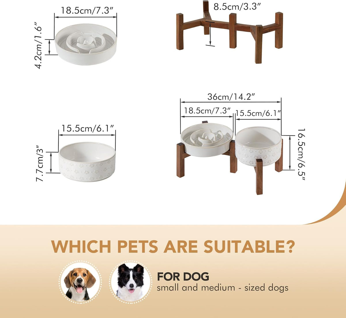 Raised Slow Feeder Dog Bowls, Elevated Dog Bowls Slow Feeder Set
