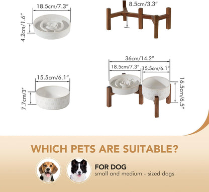 Raised Slow Feeder Dog Bowls, Elevated Dog Bowls Slow Feeder Set