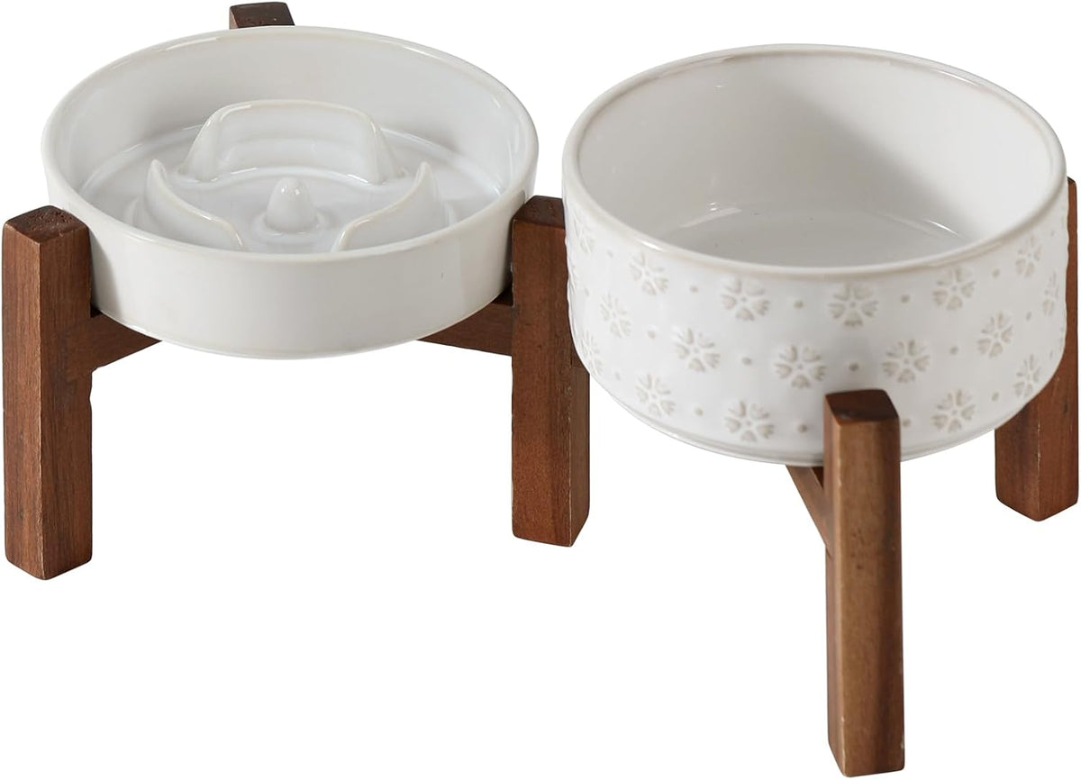 Raised Slow Feeder Dog Bowls, Elevated Dog Bowls Slow Feeder Set