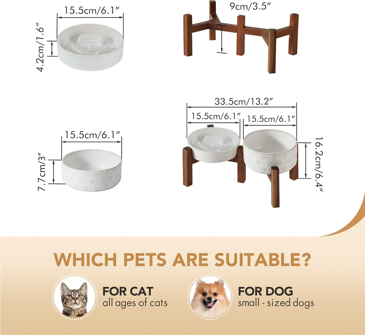 Raised Slow Feeder Dog Bowls, Elevated Dog Bowls Slow Feeder Set