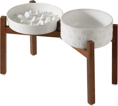 Raised Slow Feeder Dog Bowls, Elevated Dog Bowls Slow Feeder Set