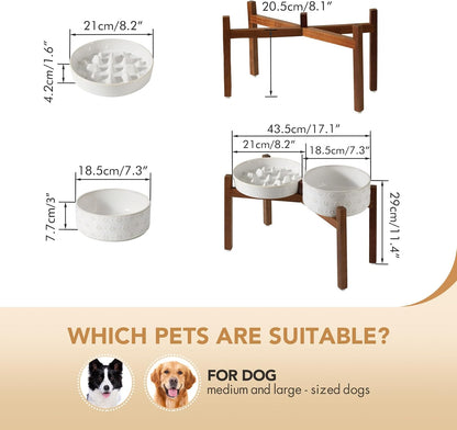 Raised Slow Feeder Dog Bowls, Elevated Dog Bowls Slow Feeder Set