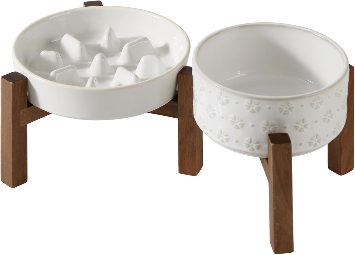 Raised Slow Feeder Dog Bowls, Elevated Dog Bowls Slow Feeder Set