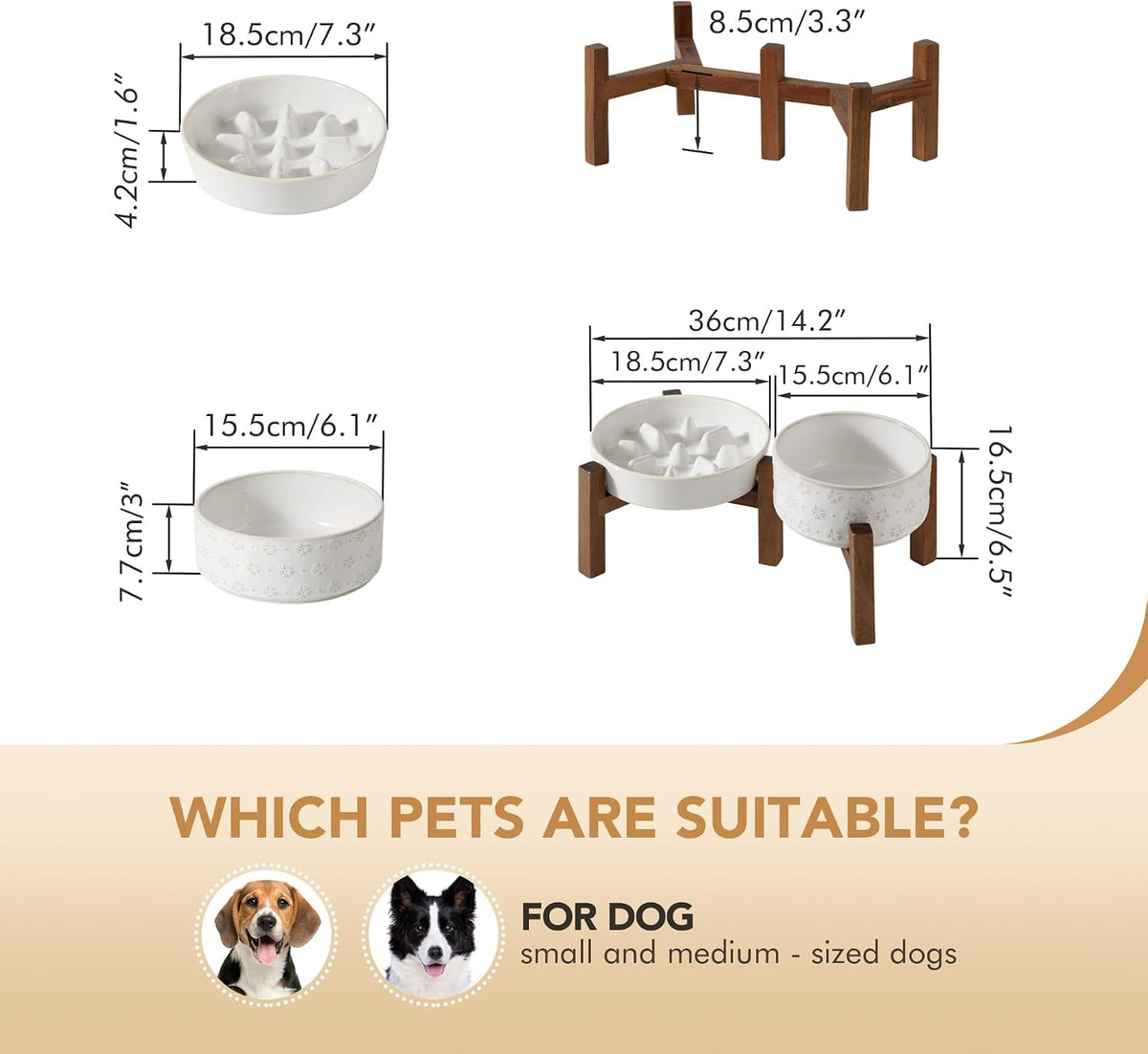 Raised Slow Feeder Dog Bowls, Elevated Dog Bowls Slow Feeder Set