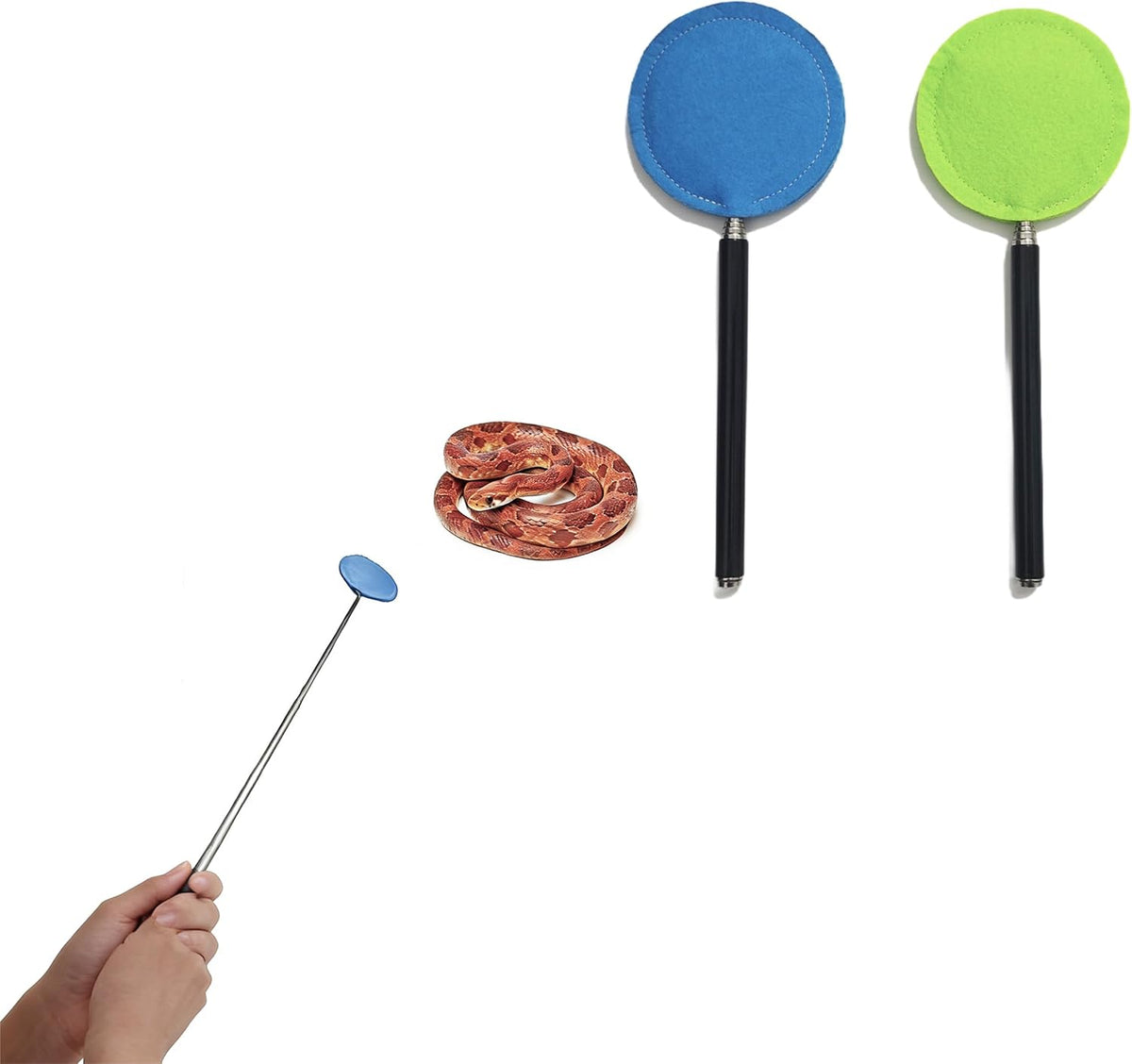 2 Pack Small Telescoping Snake Training Target Stick Reptile Target for Snake Enrichment Gentle Handling Interactive Training