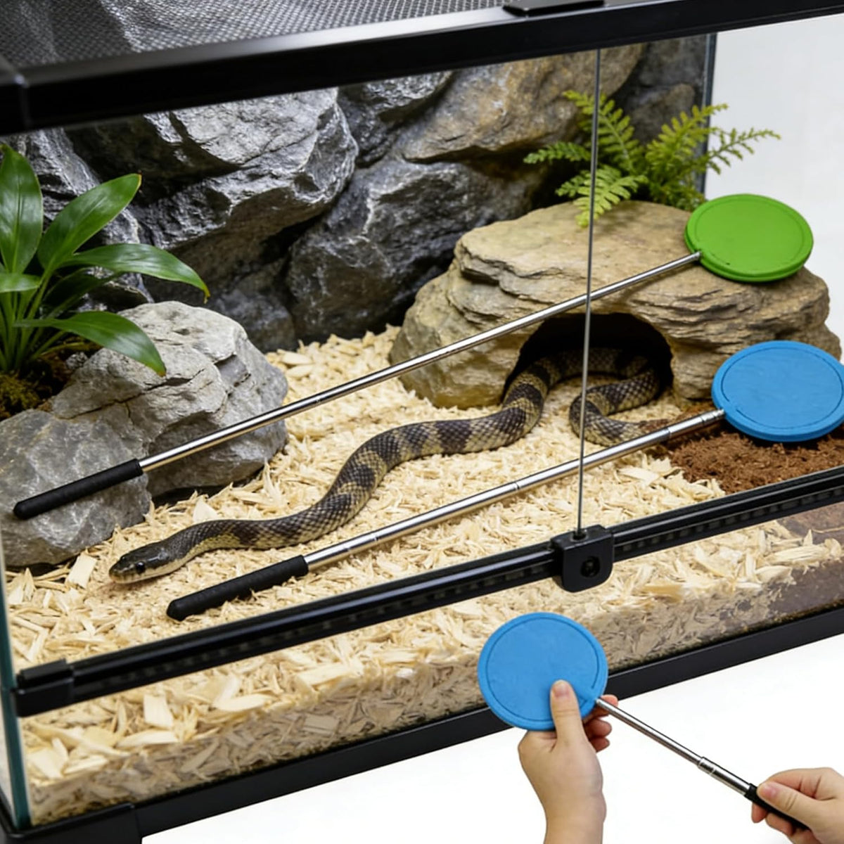 2 Pack Small Telescoping Snake Training Target Stick Reptile Target for Snake Enrichment Gentle Handling Interactive Training