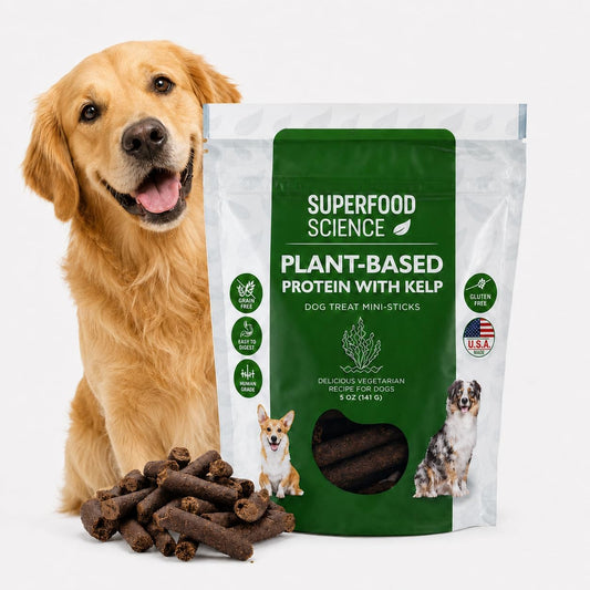 Hypoallergenic Healthy Dog Treats: Plant-Based Vegetarian Dog Snacks w/ Kelp, Sweet Potato, Chia, Flaxseed, Coconut Oil for Skin & Coat, Grain & Gluten-Free Vegan Protein Dog Treats Training, 5 oz