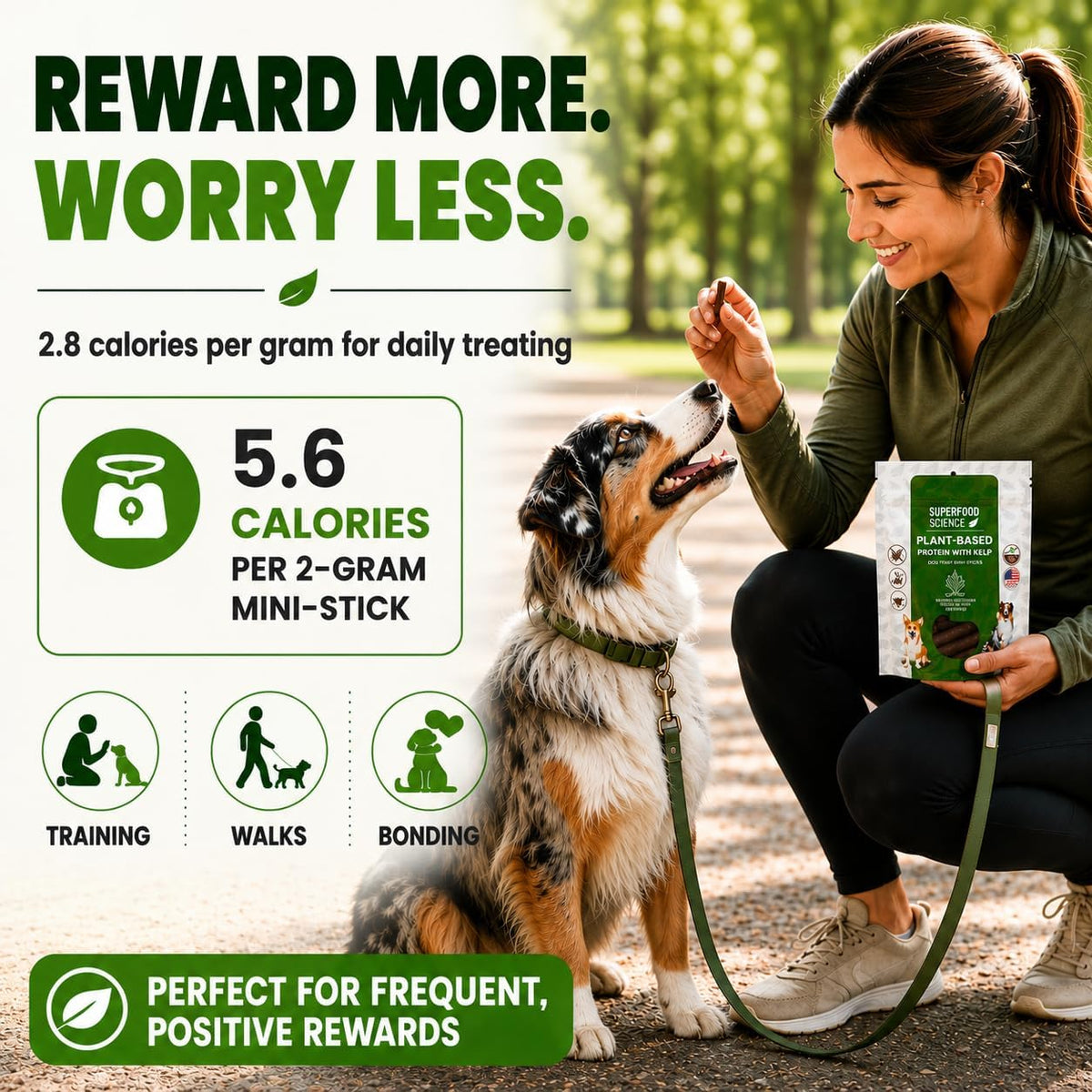 Hypoallergenic Healthy Dog Treats: Plant-Based Vegetarian Dog Snacks w/ Kelp, Sweet Potato, Chia, Flaxseed, Coconut Oil for Skin & Coat, Grain & Gluten-Free Vegan Protein Dog Treats Training, 5 oz