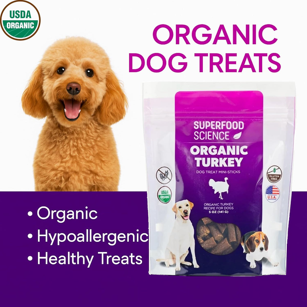 Hypoallergenic Healthy Dog Treats: Plant-Based Vegetarian Dog Snacks w/ Kelp, Sweet Potato, Chia, Flaxseed, Coconut Oil for Skin & Coat, Grain & Gluten-Free Vegan Protein Dog Treats Training, 5 oz