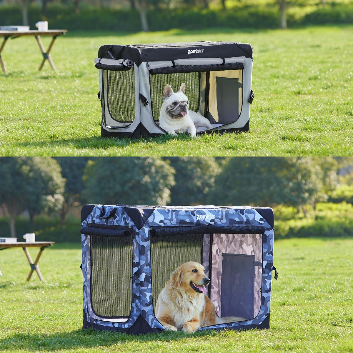 36 Inch Collapsible Dog Crate for Large Dogs, Travel Dog Crate Grey