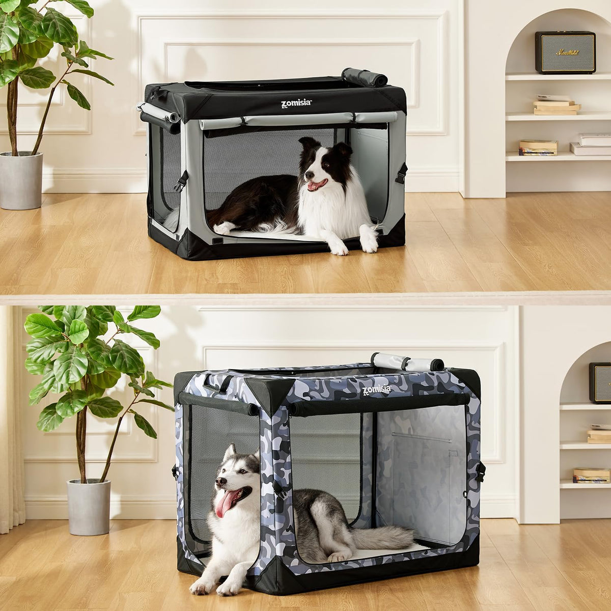 36 Inch Collapsible Dog Crate for Large Dogs, Travel Dog Crate Grey