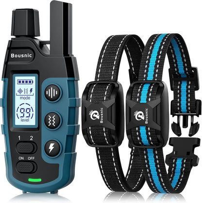 Dog Shock Collar 2 Dogs (5-120Lbs) - 3300 ft Waterproof Training Collar for Dogs Large Medium Small with Rechargeable Remote, Beep (1-8) Vibration (1-16) and Humane Shock (1-99) Modes