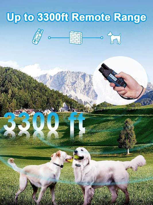 Dog Shock Collar 2 Dogs (5-120Lbs) - 3300 ft Waterproof Training Collar for Dogs Large Medium Small with Rechargeable Remote, Beep (1-8) Vibration (1-16) and Humane Shock (1-99) Modes