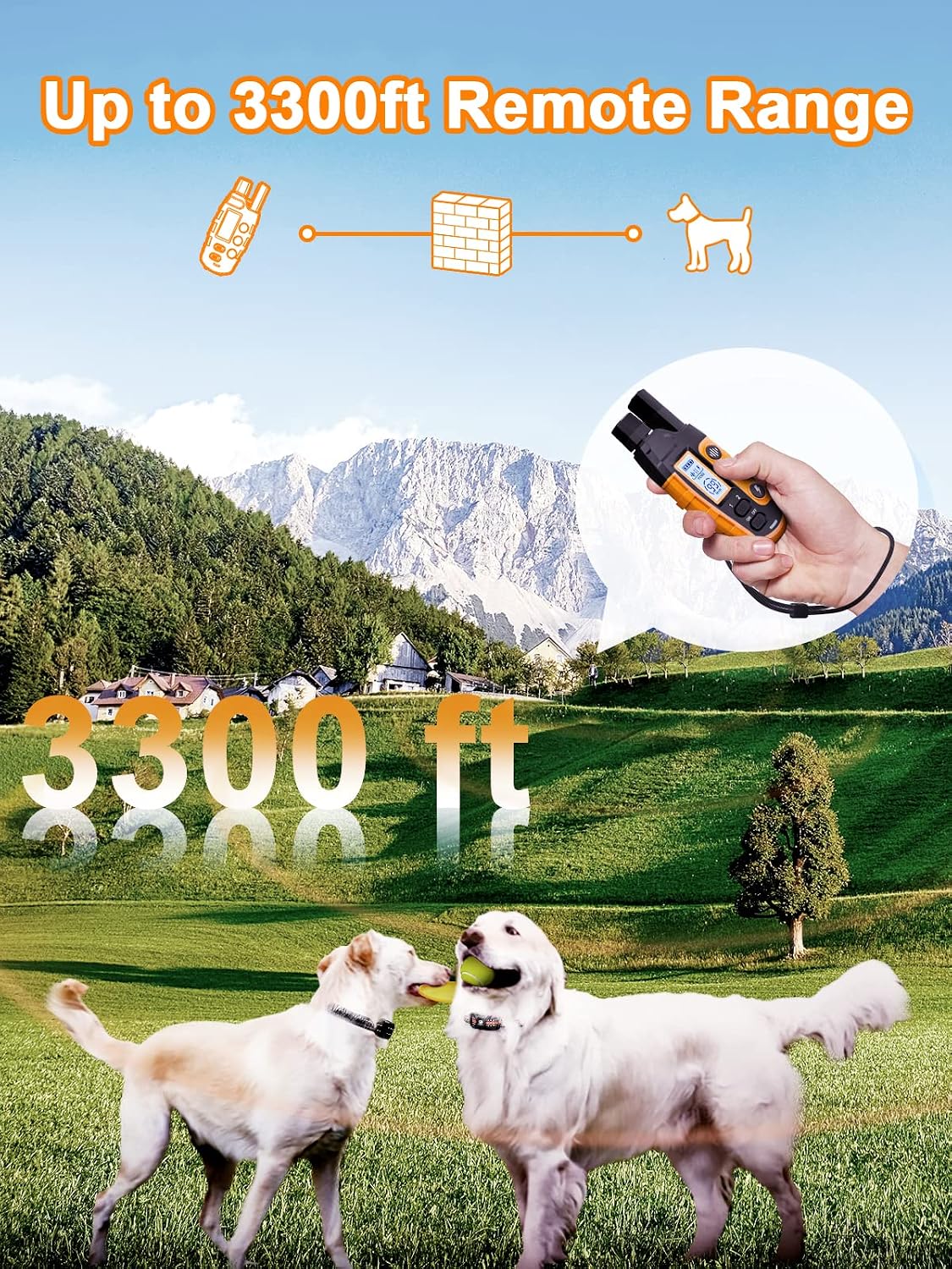 Dog Shock Collar 2 Dogs (5-120Lbs) - 3300 ft Waterproof Training Collar for Dogs Large Medium Small with Rechargeable Remote, Beep (1-8) Vibration (1-16) and Humane Shock (1-99) Modes