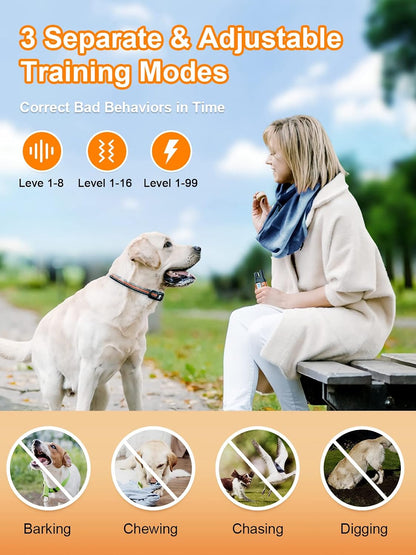 Dog Shock Collar 2 Dogs (5-120Lbs) - 3300 ft Waterproof Training Collar for Dogs Large Medium Small with Rechargeable Remote, Beep (1-8) Vibration (1-16) and Humane Shock (1-99) Modes
