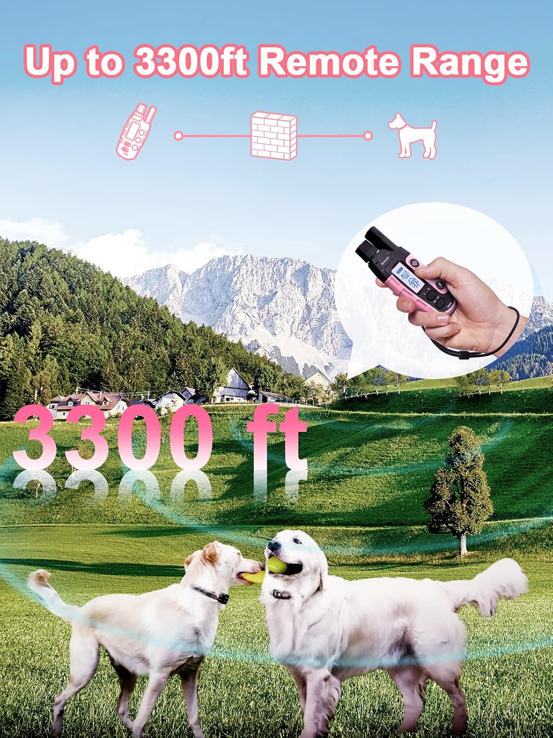 Dog Shock Collar 2 Dogs (5-120Lbs) - 3300 ft Waterproof Training Collar for Dogs Large Medium Small with Rechargeable Remote, Beep (1-8) Vibration (1-16) and Humane Shock (1-99) Modes