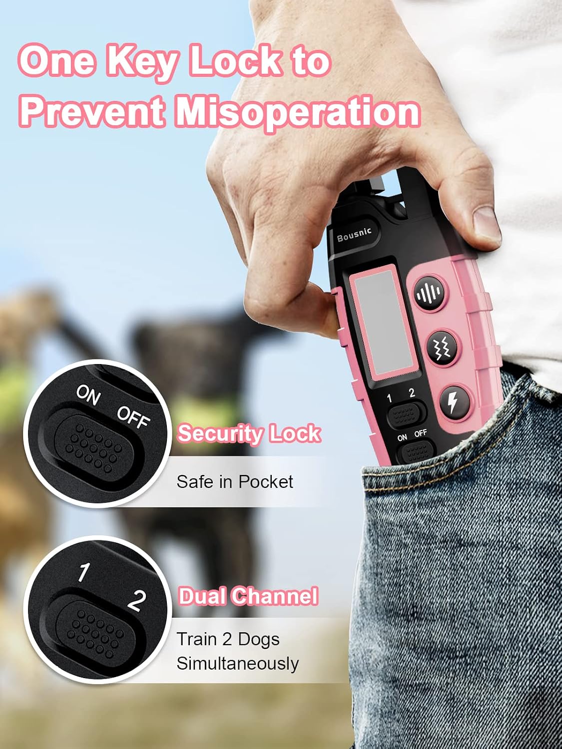 Dog Shock Collar 2 Dogs (5-120Lbs) - 3300 ft Waterproof Training Collar for Dogs Large Medium Small with Rechargeable Remote, Beep (1-8) Vibration (1-16) and Humane Shock (1-99) Modes