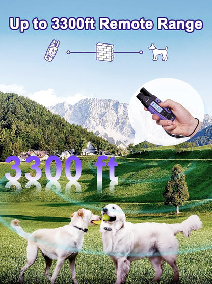 Dog Shock Collar 2 Dogs (5-120Lbs) - 3300 ft Waterproof Training Collar for Dogs Large Medium Small with Rechargeable Remote, Beep (1-8) Vibration (1-16) and Humane Shock (1-99) Modes