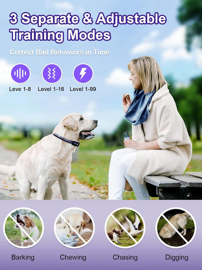 Dog Shock Collar 2 Dogs (5-120Lbs) - 3300 ft Waterproof Training Collar for Dogs Large Medium Small with Rechargeable Remote, Beep (1-8) Vibration (1-16) and Humane Shock (1-99) Modes