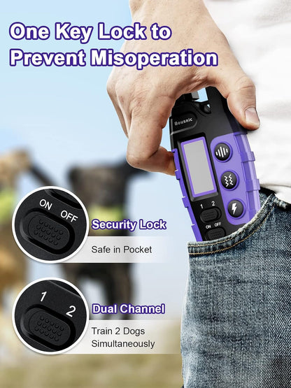 Dog Shock Collar 2 Dogs (5-120Lbs) - 3300 ft Waterproof Training Collar for Dogs Large Medium Small with Rechargeable Remote, Beep (1-8) Vibration (1-16) and Humane Shock (1-99) Modes