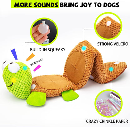 Dog Puzzle Enrichment Toy, Squeaky Crinkle Plush Turtle Puppy Toy
