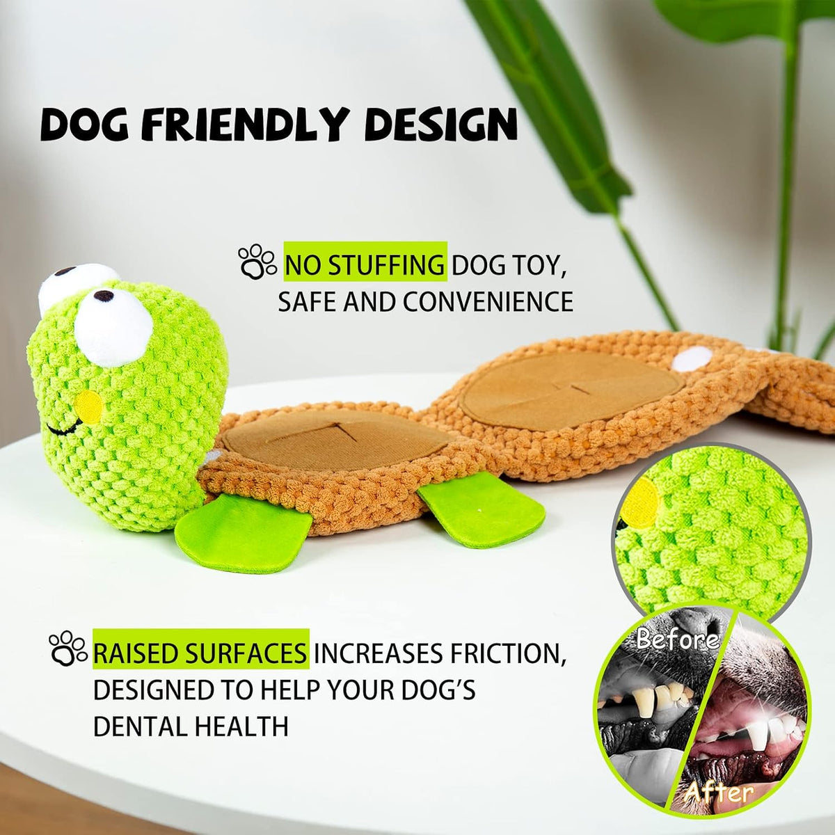 Dog Puzzle Enrichment Toy, Squeaky Crinkle Plush Turtle Puppy Toy