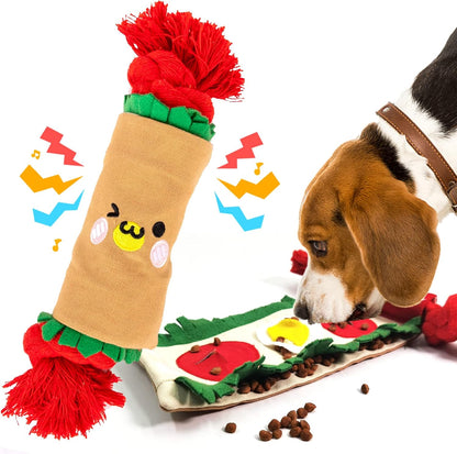 Dog Puzzle Enrichment Toy, Squeaky Crinkle Plush Turtle Puppy Toy