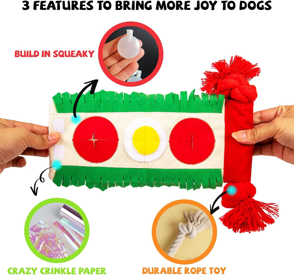 Dog Puzzle Enrichment Toy, Squeaky Crinkle Plush Turtle Puppy Toy