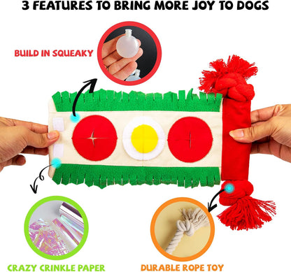 Dog Puzzle Enrichment Toy, Squeaky Crinkle Plush Turtle Puppy Toy