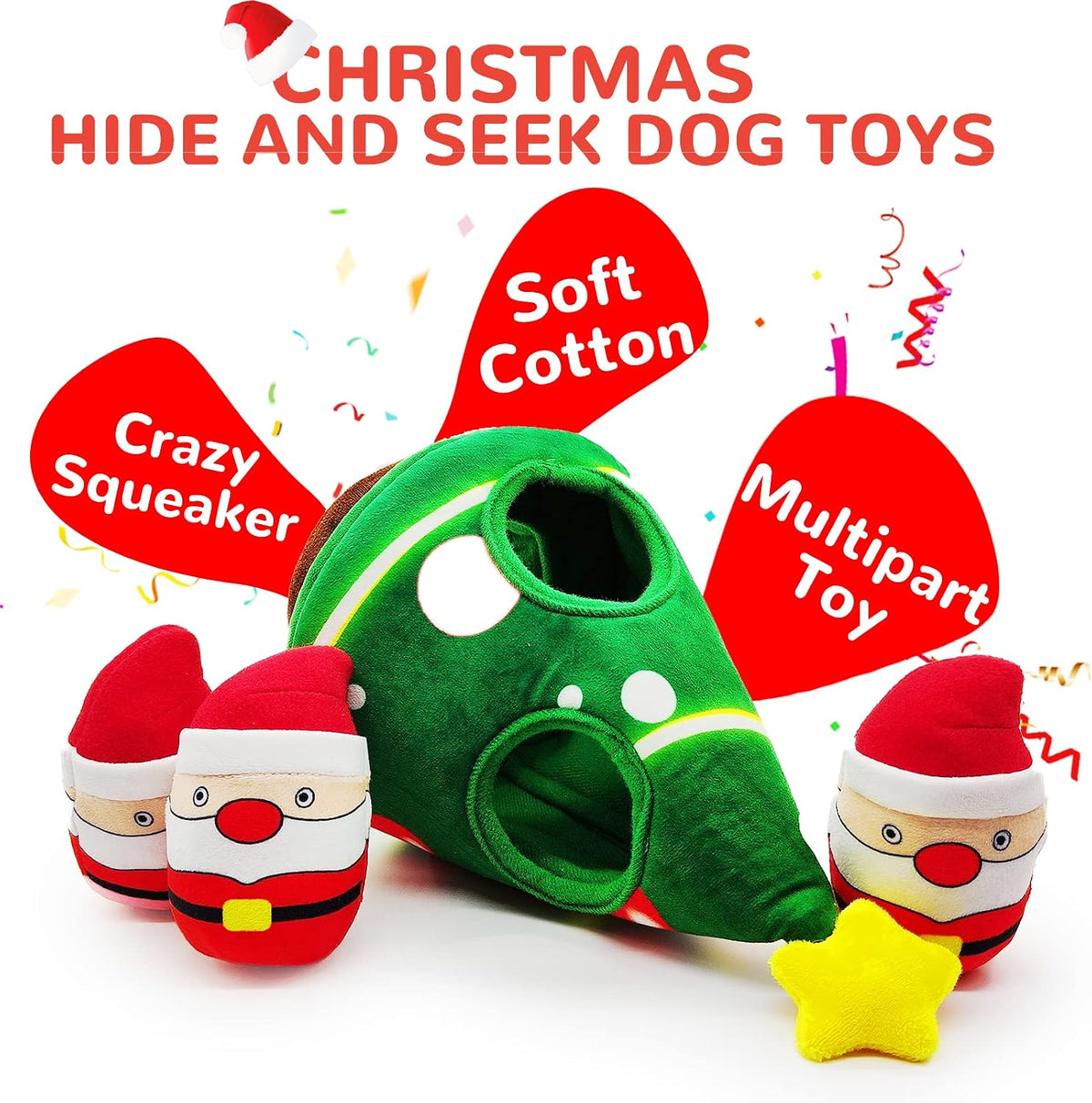 Dog Puzzle Enrichment Toy, Squeaky Crinkle Plush Turtle Puppy Toy