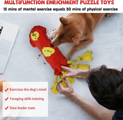 Dog Puzzle Enrichment Toy, Squeaky Crinkle Plush Turtle Puppy Toy