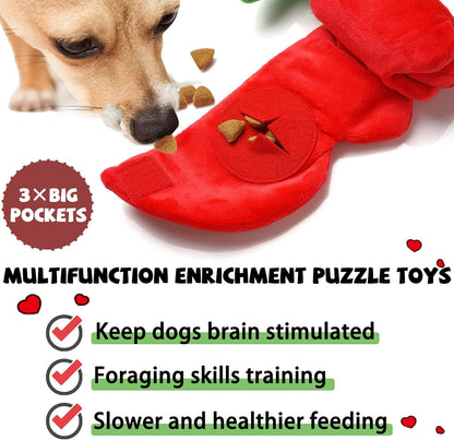 Dog Puzzle Enrichment Toy, Squeaky Crinkle Plush Turtle Puppy Toy