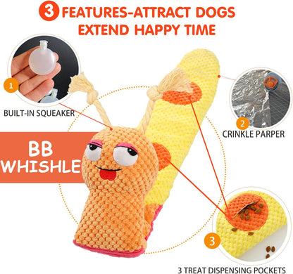 Dog Puzzle Enrichment Toy, Squeaky Crinkle Plush Turtle Puppy Toy