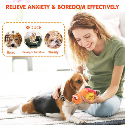 Dog Puzzle Enrichment Toy, Squeaky Crinkle Plush Turtle Puppy Toy
