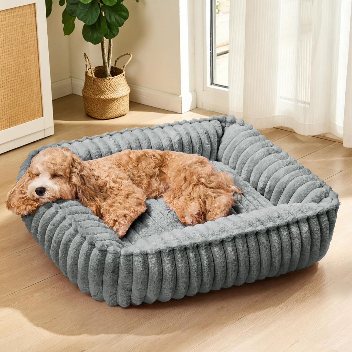 Medium Dog Bed Calming Cat Bed for Indoor Cats 24’’x20’’SageGrey