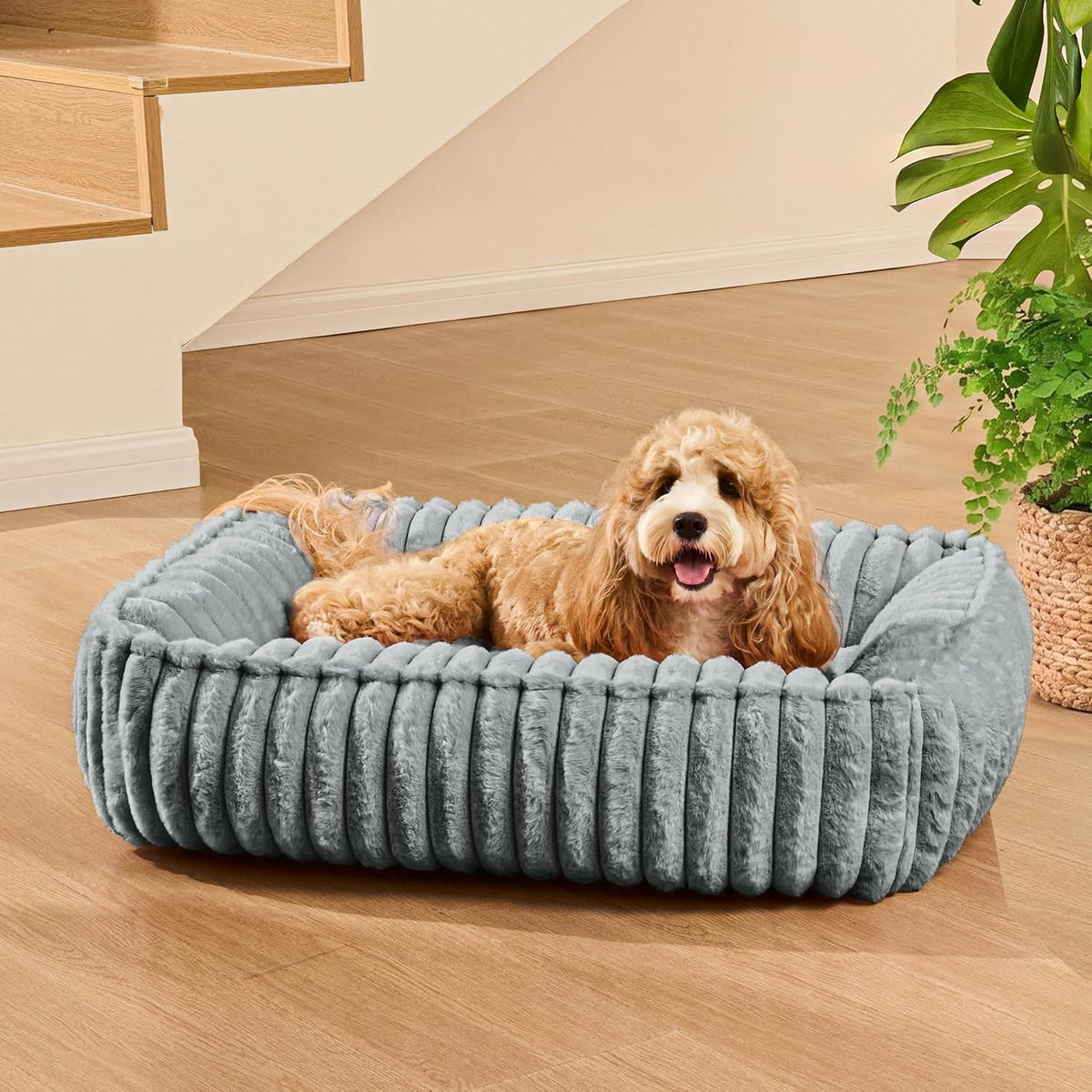 Medium Dog Bed Calming Cat Bed for Indoor Cats 24’’x20’’SageGrey