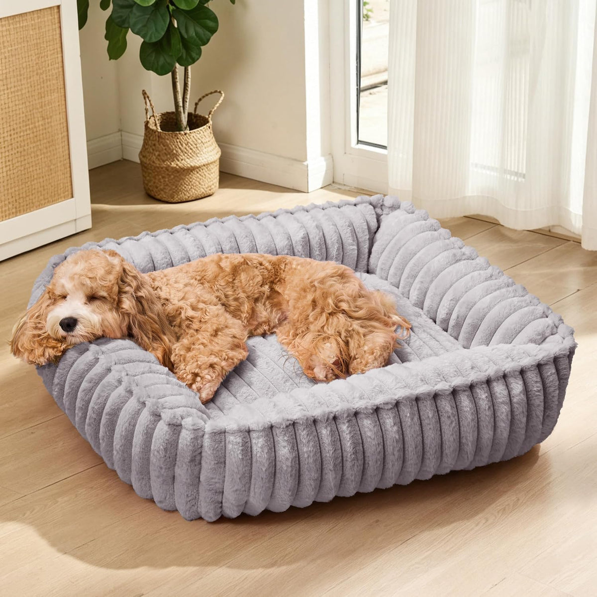 Medium Dog Bed Calming Cat Bed for Indoor Cats 24’’x20’’SageGrey