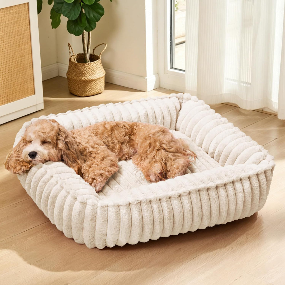 Medium Dog Bed Calming Cat Bed for Indoor Cats 24’’x20’’SageGrey