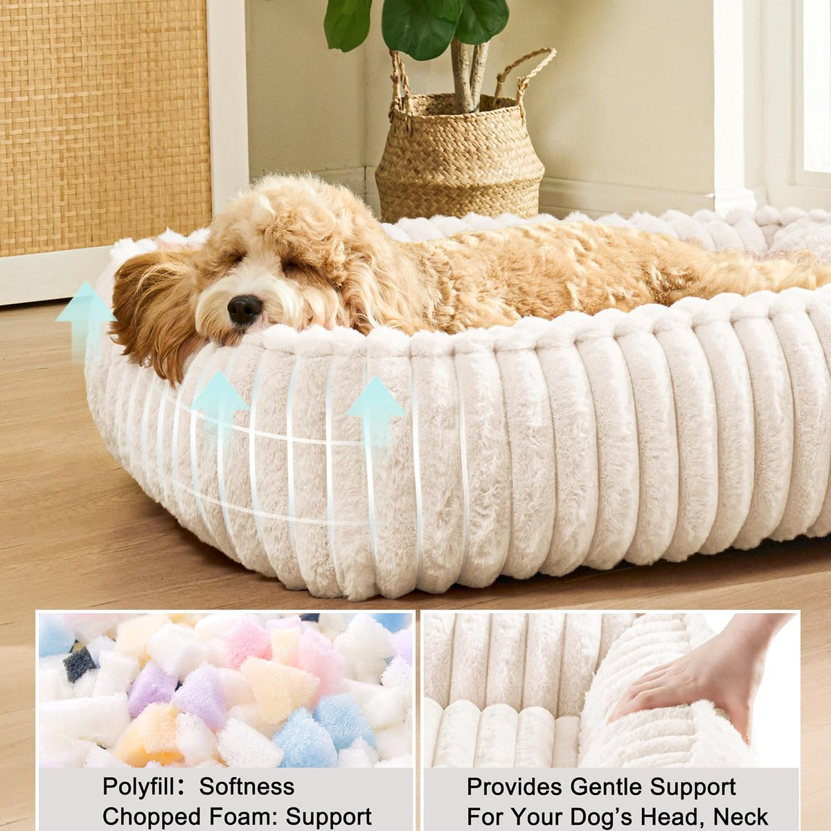 Medium Dog Bed Calming Cat Bed for Indoor Cats 24’’x20’’SageGrey