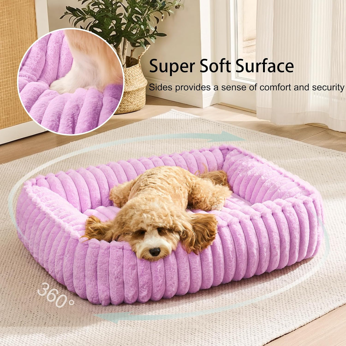 Medium Dog Bed Calming Cat Bed for Indoor Cats 24’’x20’’SageGrey