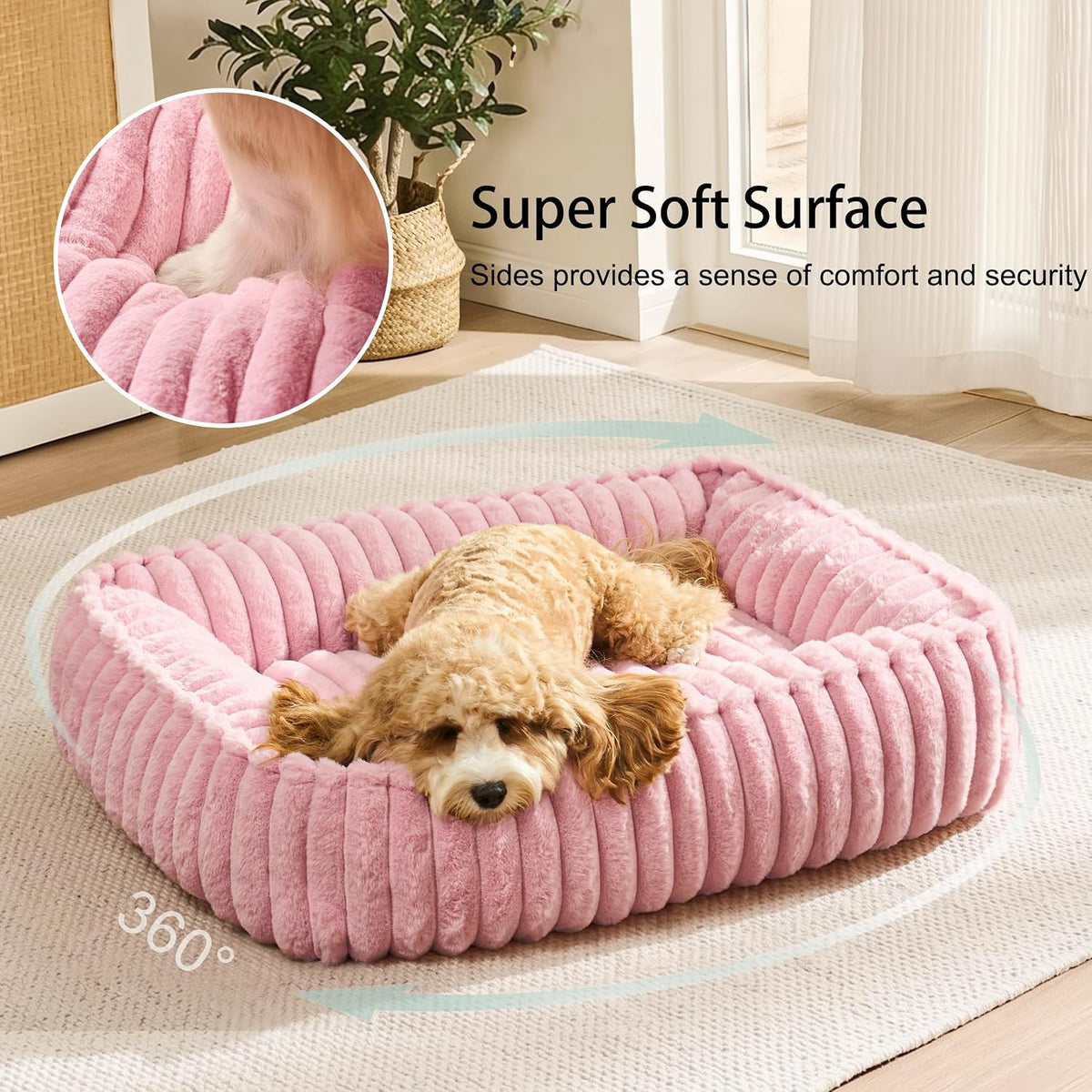 Medium Dog Bed Calming Cat Bed for Indoor Cats 24’’x20’’SageGrey