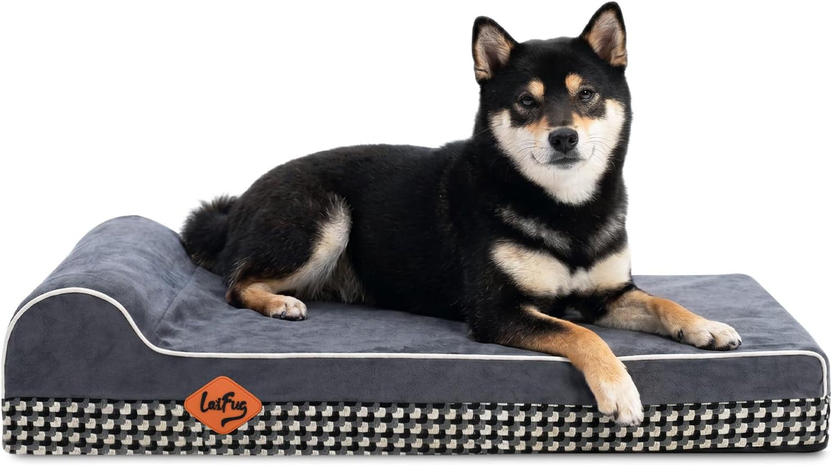 Orthopedic Dog Bed, Slate Grey 50''x36''x10'', Memory Foam