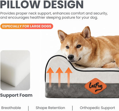 Orthopedic Dog Bed, Slate Grey 50''x36''x10'', Memory Foam