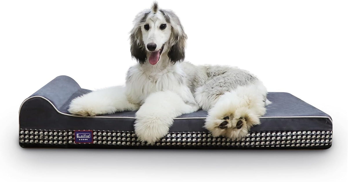 Orthopedic Dog Bed, Slate Grey 50''x36''x10'', Memory Foam