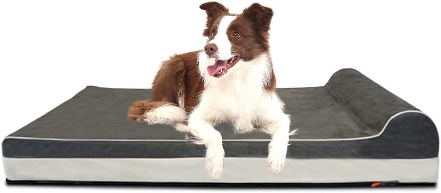 Orthopedic Dog Bed, Slate Grey 50''x36''x10'', Memory Foam