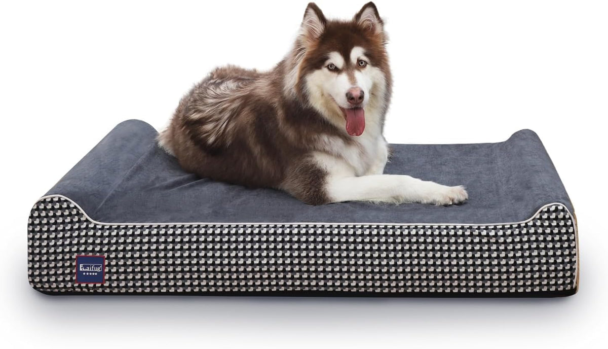 Orthopedic Dog Bed, Slate Grey 50''x36''x10'', Memory Foam