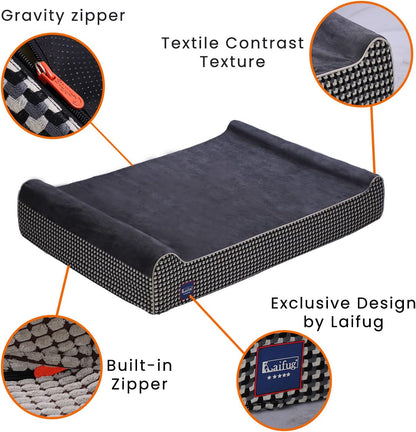 Orthopedic Dog Bed, Slate Grey 50''x36''x10'', Memory Foam